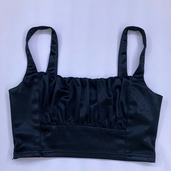 Adika Black Shiny Crop Top - Picture 5 of 7